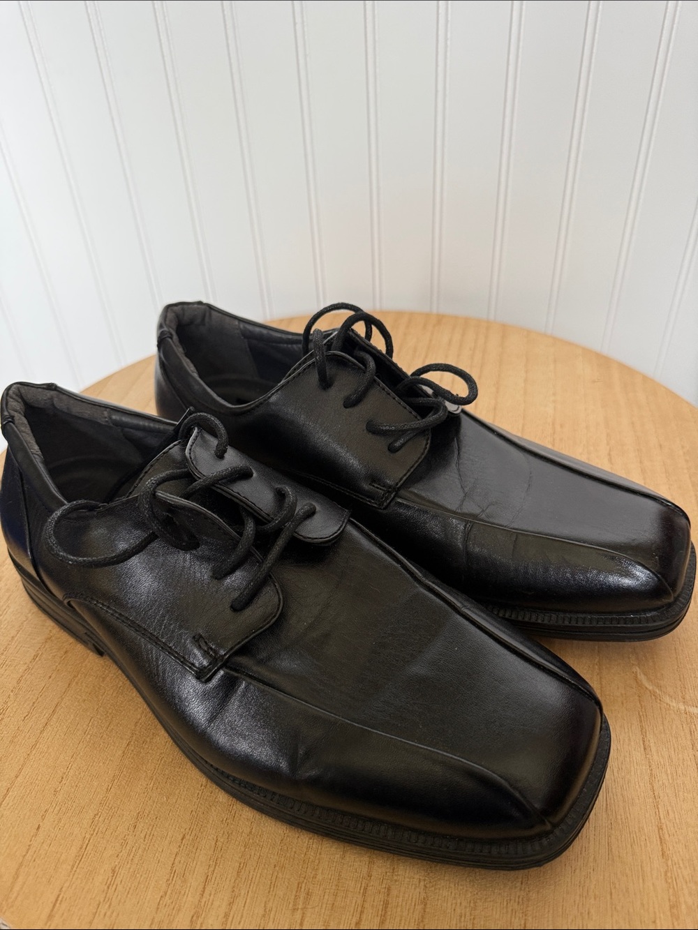Soft stags Men's Black Leather Dress Shoes - Classic Lace-Up 11